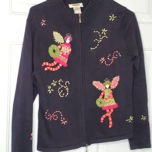 Talbots Petite Small Cardigan With Angels